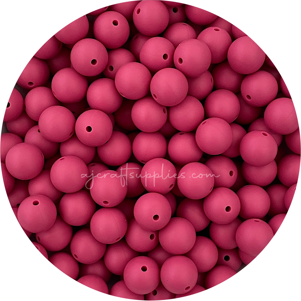 Raspberry 2.0 - 15mm Round Silicone Beads - 10 beads