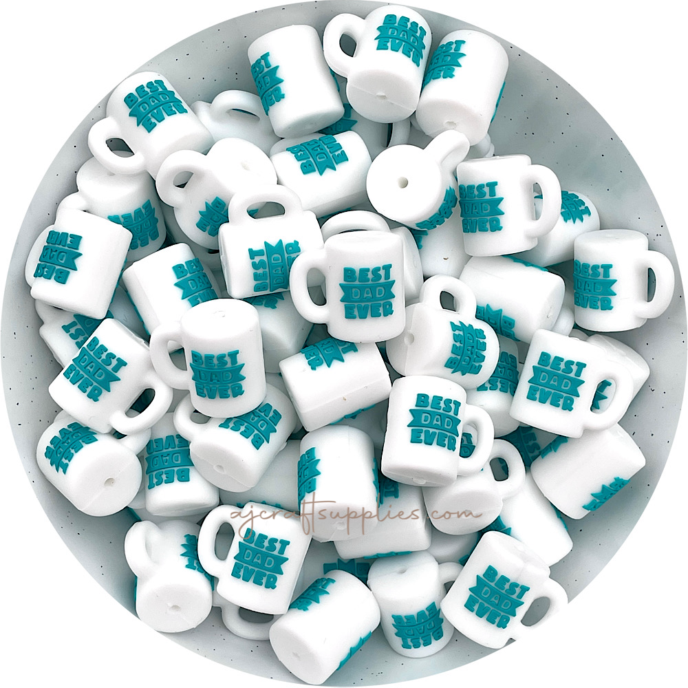 3D Mug Best Dad Ever Silicone Focal Beads - 2 beads