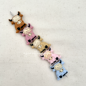 Highland Cow Silicone Beads - Choose Your Colour - 2 beads