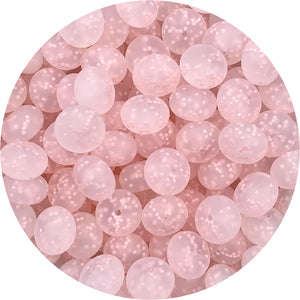 Blush Speckled Clear (Matte) - 19mm abacus Silicone Beads - 5 Beads