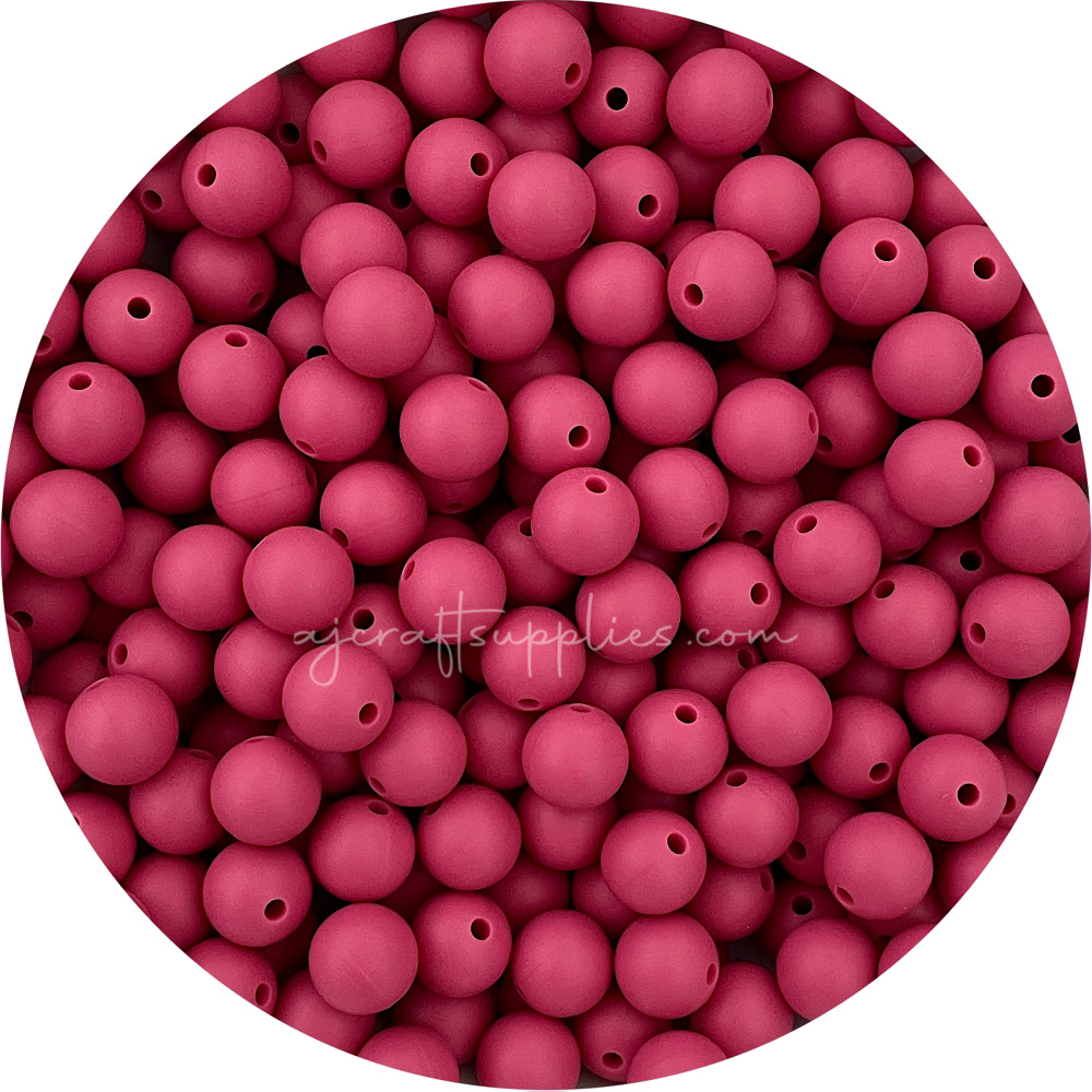 Raspberry 2.0 - 12mm Round Silicone Beads - 10 beads