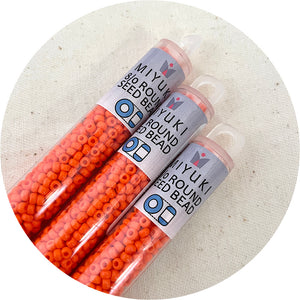 8/0 Miyuki® Round Seed Beads - Opaque Orange - 22g Tube