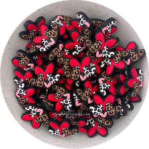 Love Hearts Cluster Silicone Beads - 2 beads