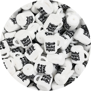 Coffee Teach Repeat Mug Silicone Beads - 2 beads