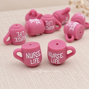 'Nurse Life' Mug Silicone 3D Focal Beads - 2 beads