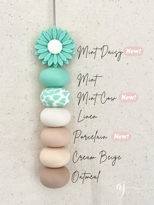 Mint Green - 22mm Mini Daisy Silicone Beads - 2 beads