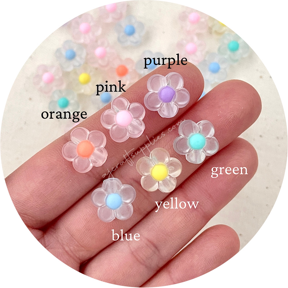 13mm Frosted Matte Acrylic Flower Beads - Choose Your Colour - 5 Beads