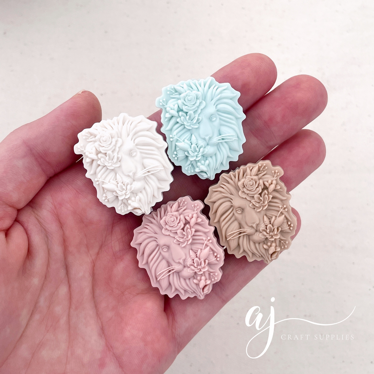 Floral Lion Head Silicone Beads - CHOOSE YOUR COLOUR - 2 beads