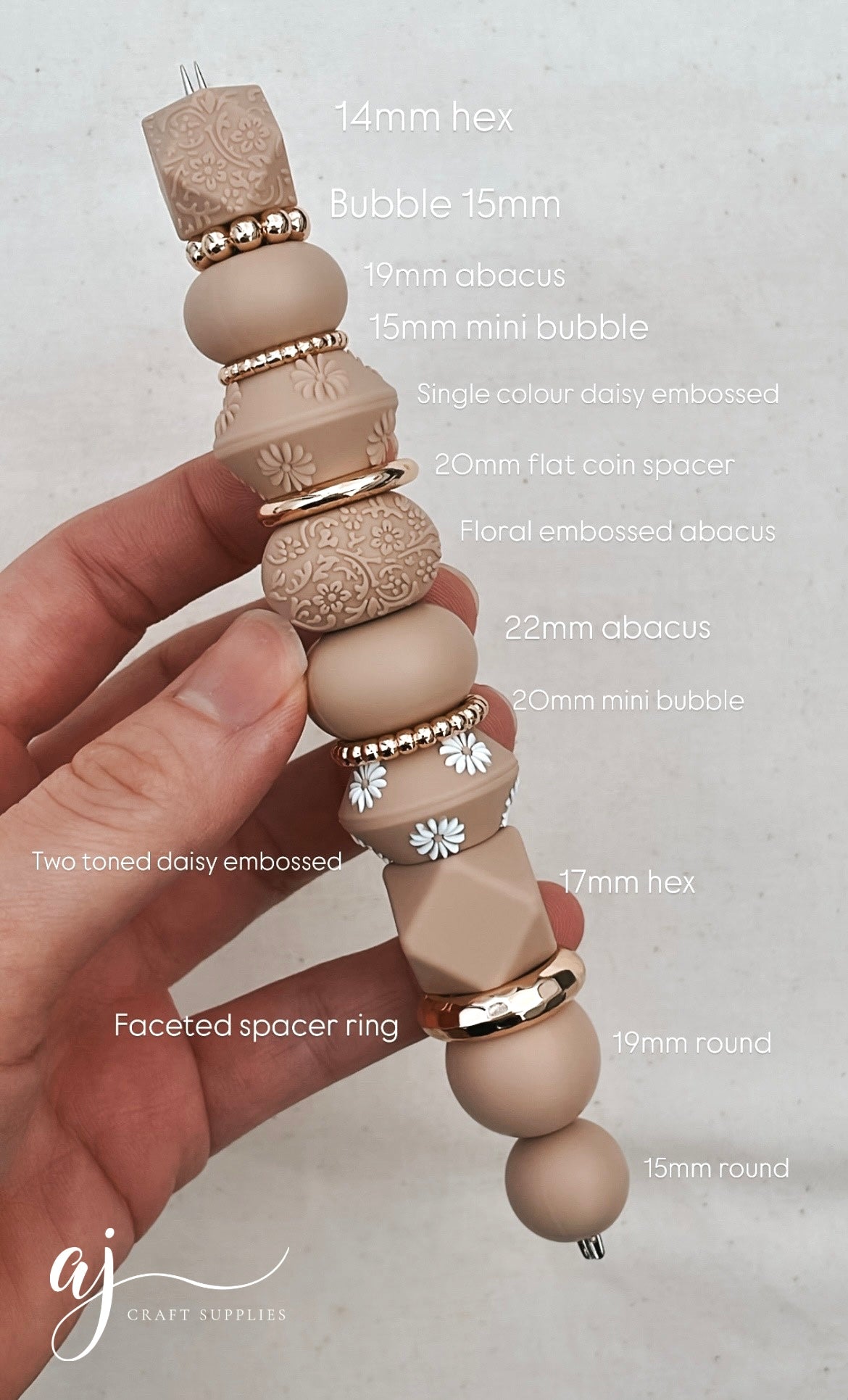 22mm Saucer (Daisy Embossed) Silicone Beads (TWO TONED) - CHOOSE YOUR COLOUR - 5 beads