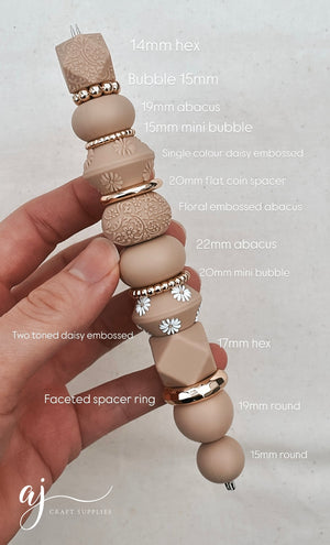 22mm Saucer (Daisy Embossed) Silicone Beads (TWO TONED) - CHOOSE YOUR COLOUR - 5 beads