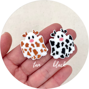 Ghost Cow Silicone Beads - CHOOSE YOUR COLOUR - 2 Beads