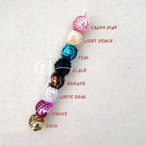 16mm Sequin Acrylic Beads - CHOOSE YOUR COLOUR - 5 beads