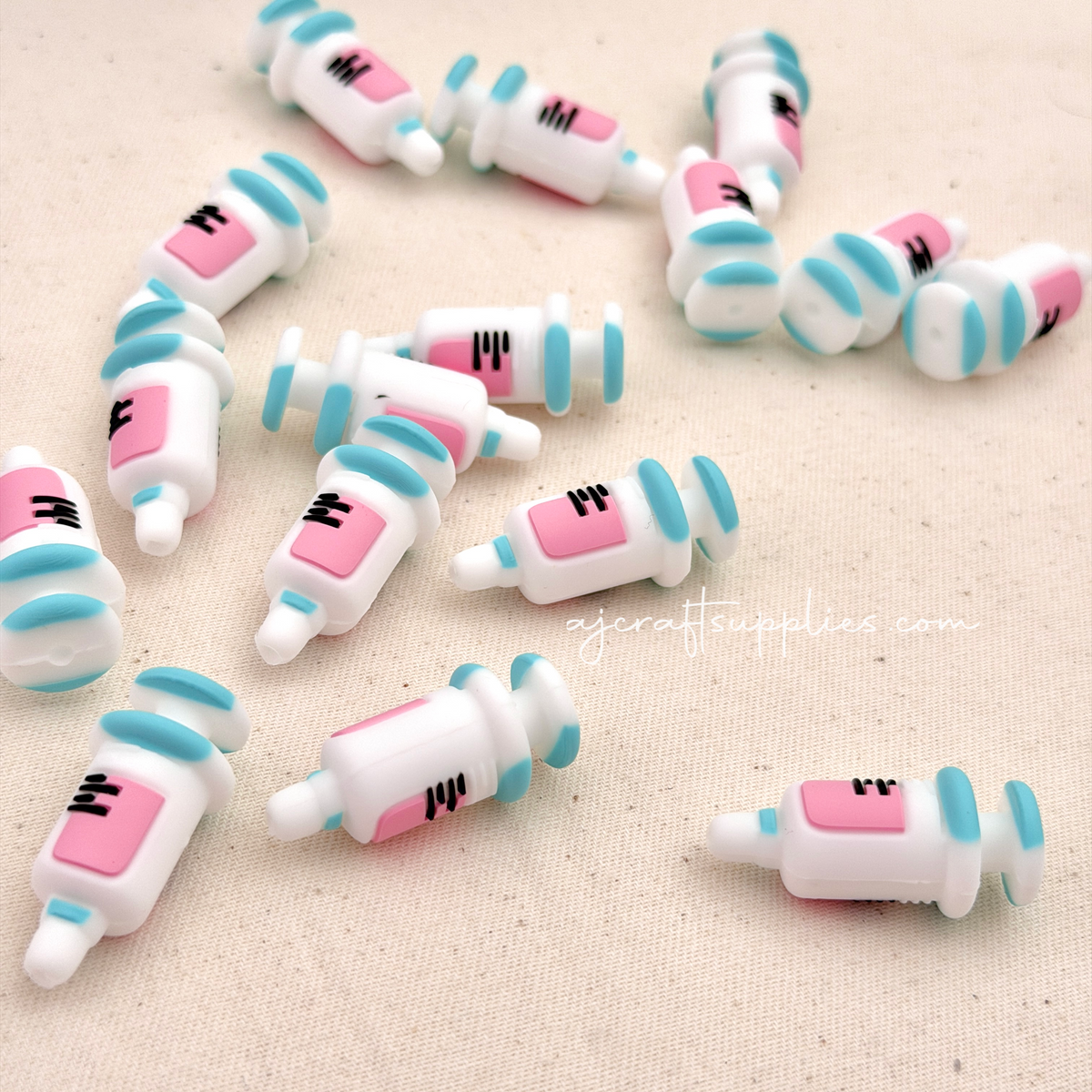 Medical Syringe Silicone 3D Focal Beads - 2 beads