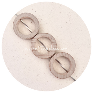 32mm Beech Wood Circle/Round Bead Frame - 2 Holes - 5 Frames