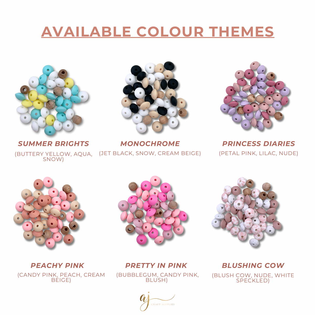 DIY Double Flower Silicone Bead Keyring Kit (Makes 3 Keyrings) - Choose your Theme