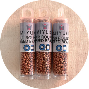 11/0 Miyuki® Round Seed Beads - Duracoat Galvanized Matte Champagne - 8.5g Tube