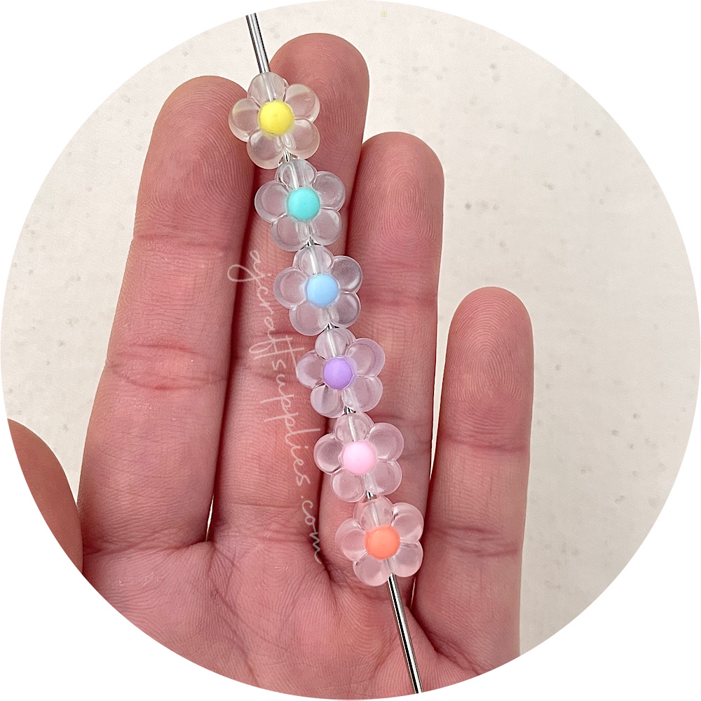 13mm Frosted Matte Acrylic Flower Beads - Choose Your Colour - 5 Beads