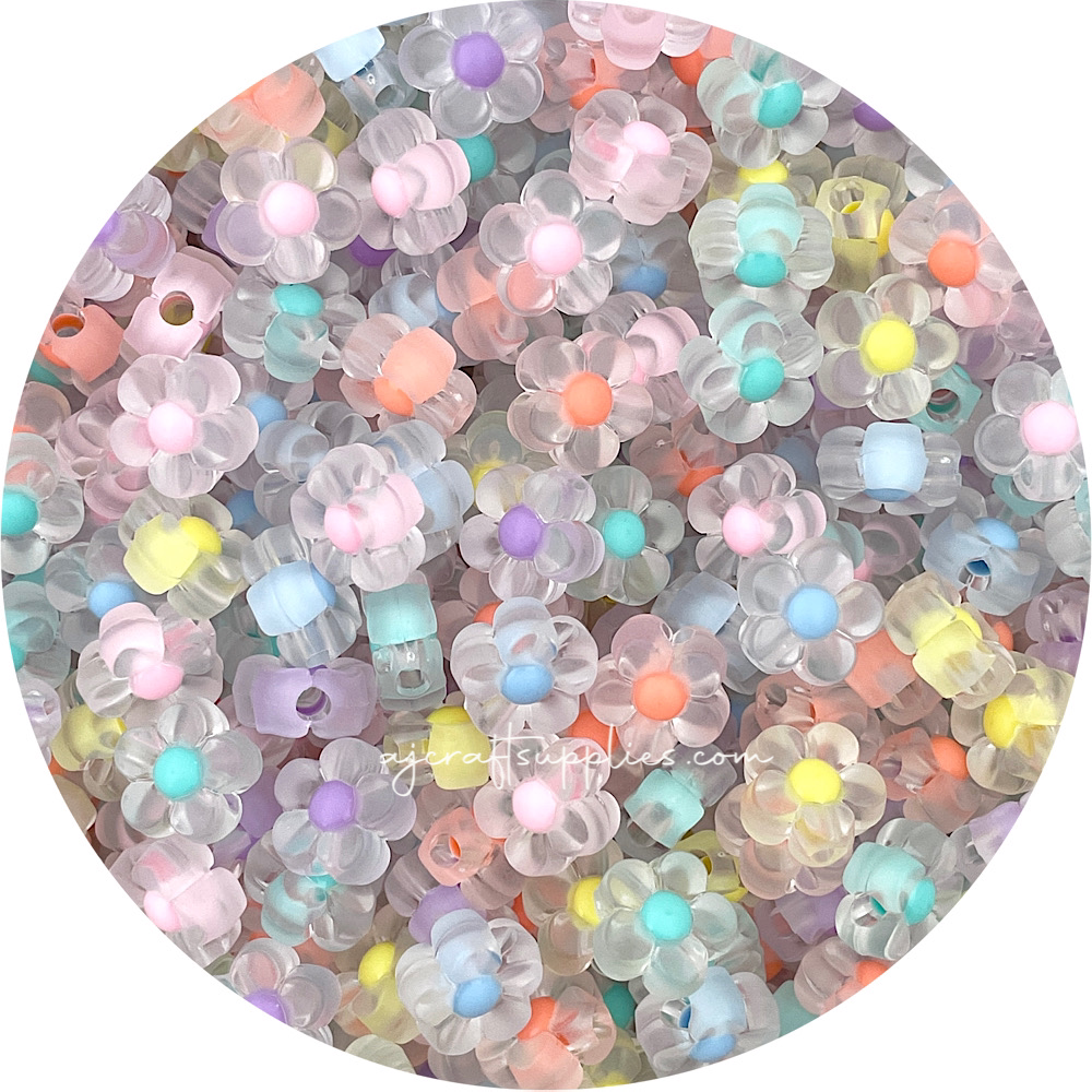 13mm Frosted Matte Acrylic Flower Beads - Choose Your Colour - 5 Beads
