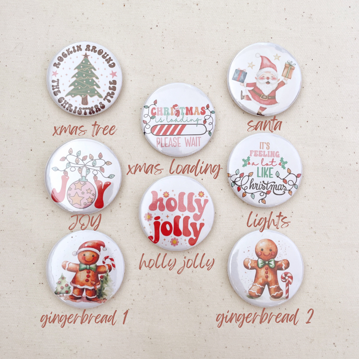 37mm Button Badges (With or Without Pinback) - CHRISTMAS EDITION- 2 badges - CHOOSE YOUR DESIGN