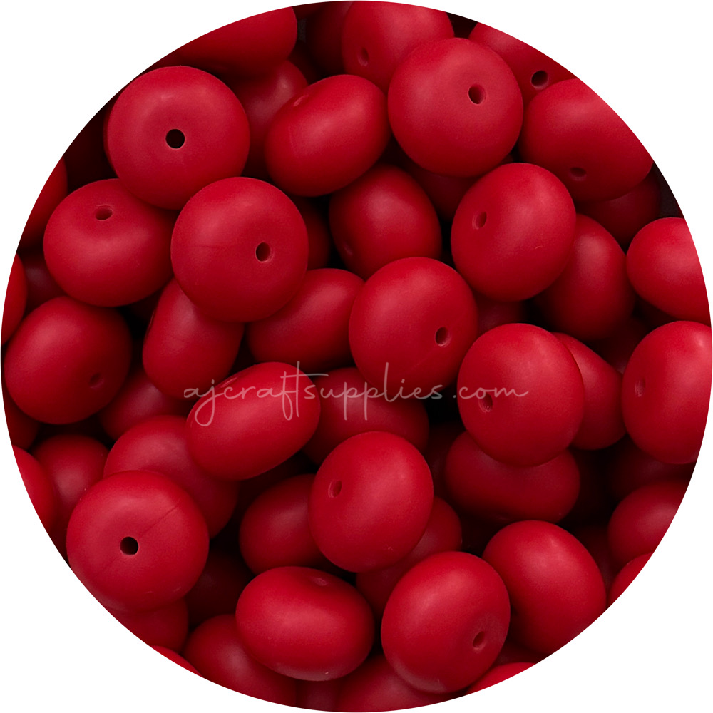 Ruby Red - 22mm Abacus Silicone Beads - 5 Beads