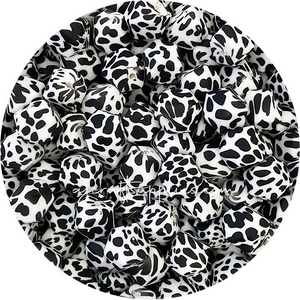 Cow Print - 14mm mini hexagon Silicone Beads - 5 Beads