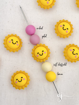 3D Sun Silicone Focal Beads - 2 beads