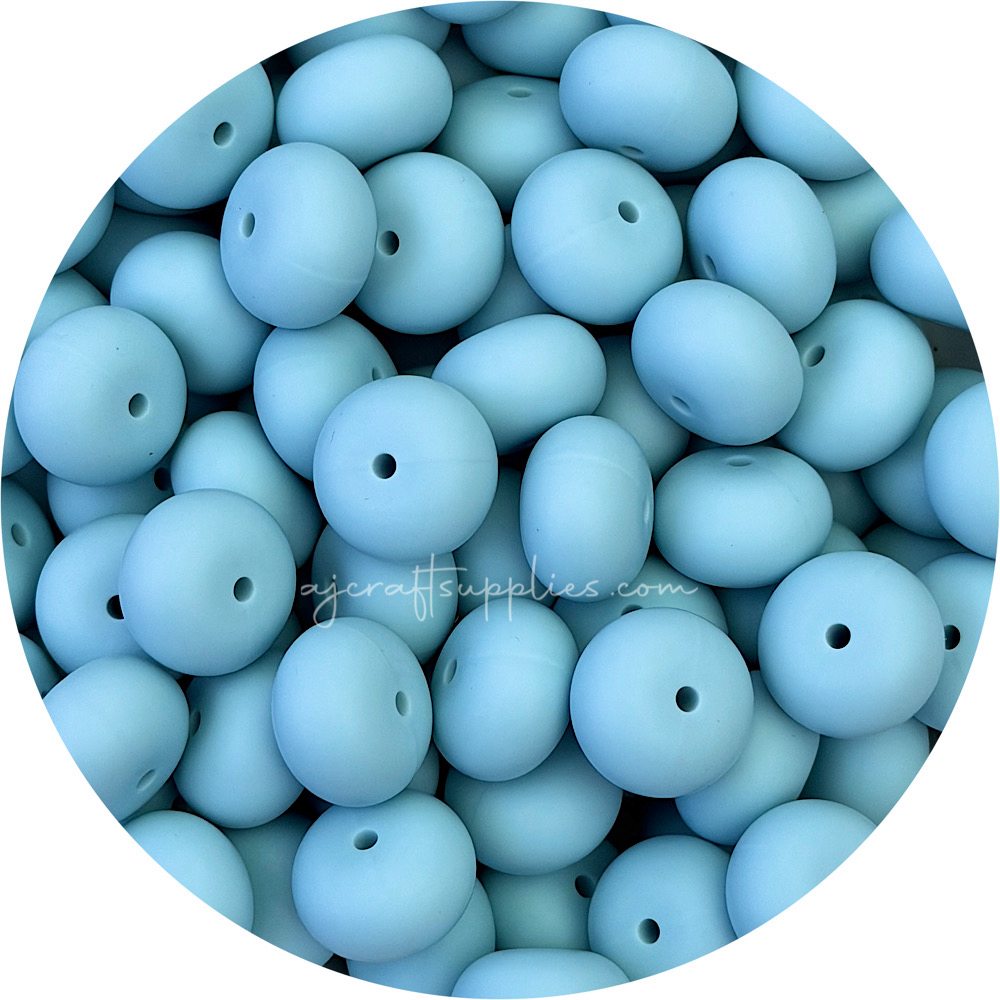 Seafoam - 22mm Abacus Silicone Beads - 5 Beads