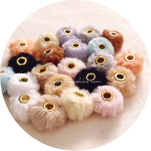 Fluffy Pom Pom Beads (Large Hole)- CHOOSE YOUR COLOUR - 5 beads