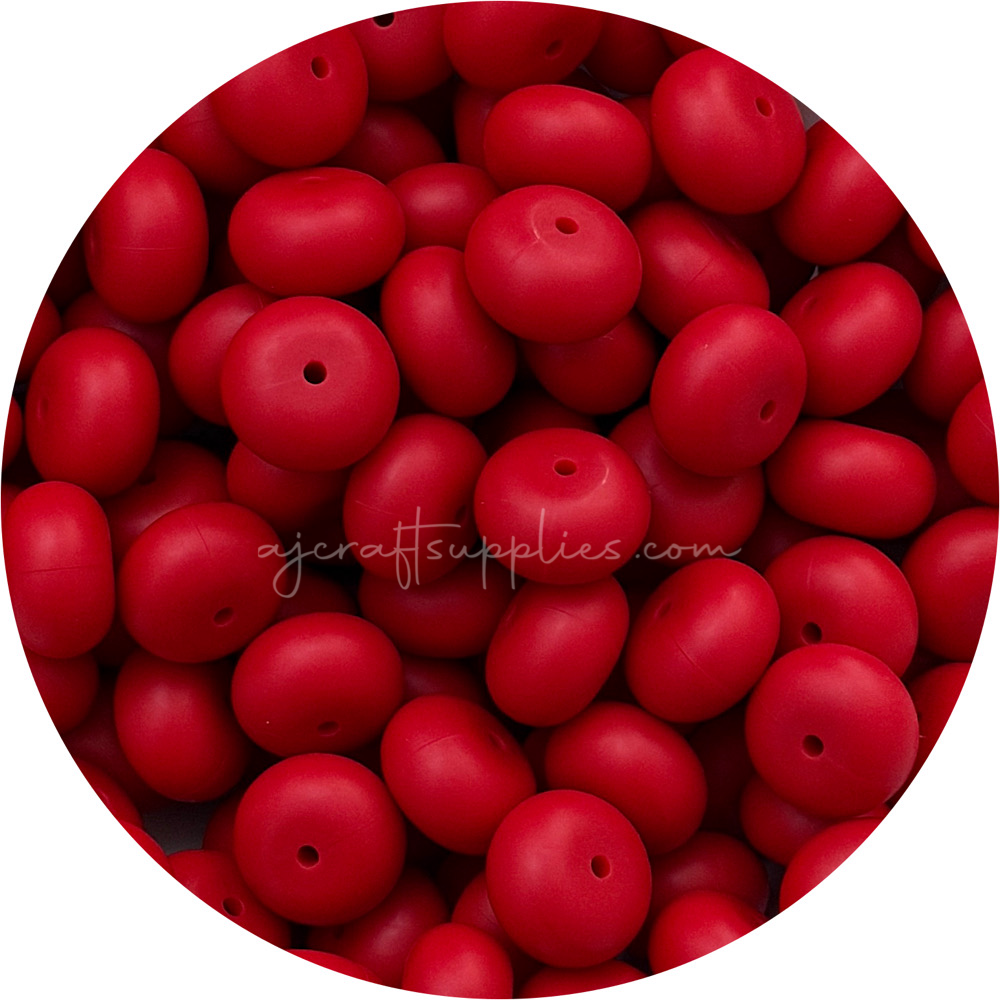 Ruby Red - 19mm Abacus Silicone Beads - 5 Beads