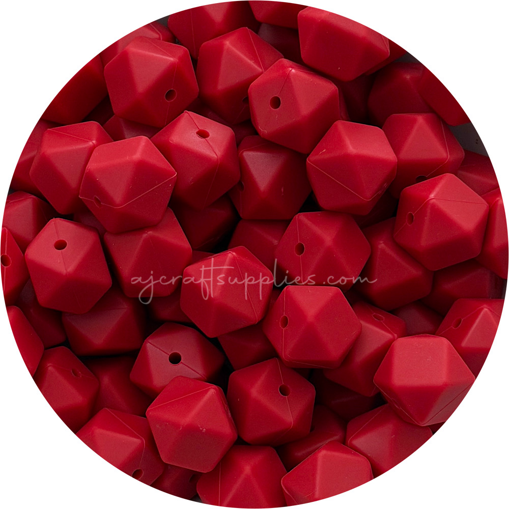 Ruby Red - 17mm Hexagon - 10 Beads