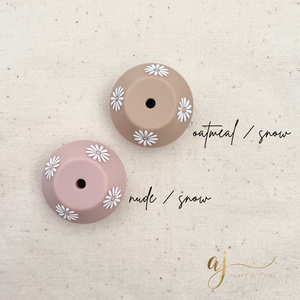 22mm Saucer (Daisy Embossed) Silicone Beads (TWO TONED) - CHOOSE YOUR COLOUR - 5 beads