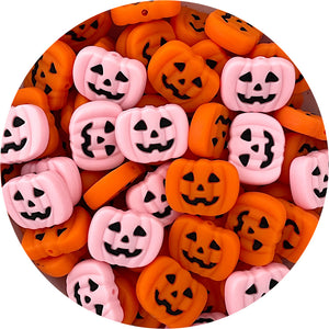 Jack O Lantern / Carved Pumpkin Silicone Beads - Choose your Colour - 2 beads