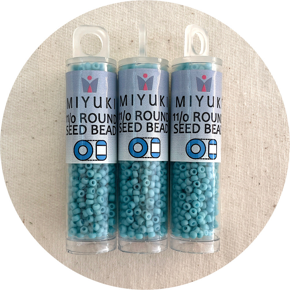 11/0 Miyuki® Round Seed Beads - Fancy Frosted Pale Seafoam Blue - 8.5g Tube