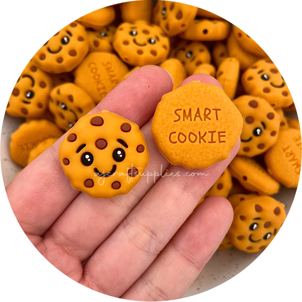 Smart Cookie (Chocolate Chip) Silicone Focal Beads - 2 beads