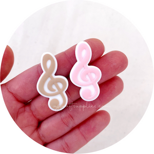 Treble Clef (Music Note) Focal Silicone Beads - Choose Your Colour - 2 beads