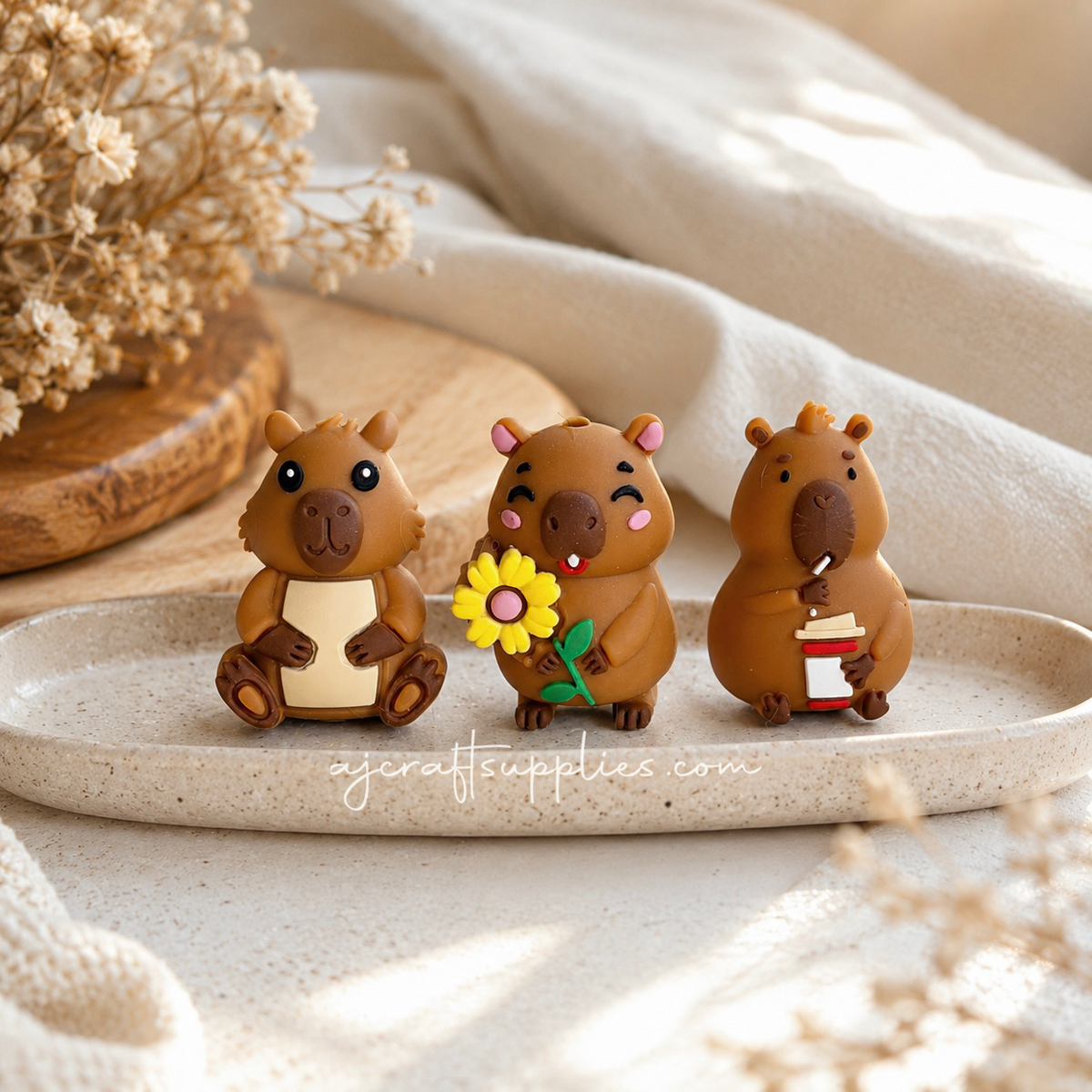 3D Capybara Silicone Focal Beads - CHOOSE YOUR DESIGN - 2 beads