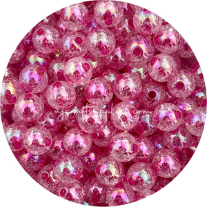 16mm AB Crackle Effect Acrylic Beads - Choose Your Colour - 5 beads