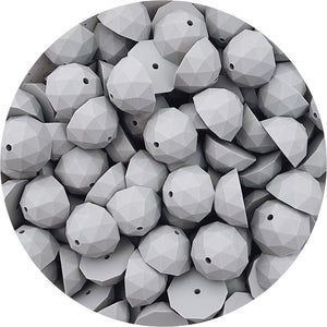 Light Grey - 22mm Faceted Half Round Silicone Beads - 5 Beads