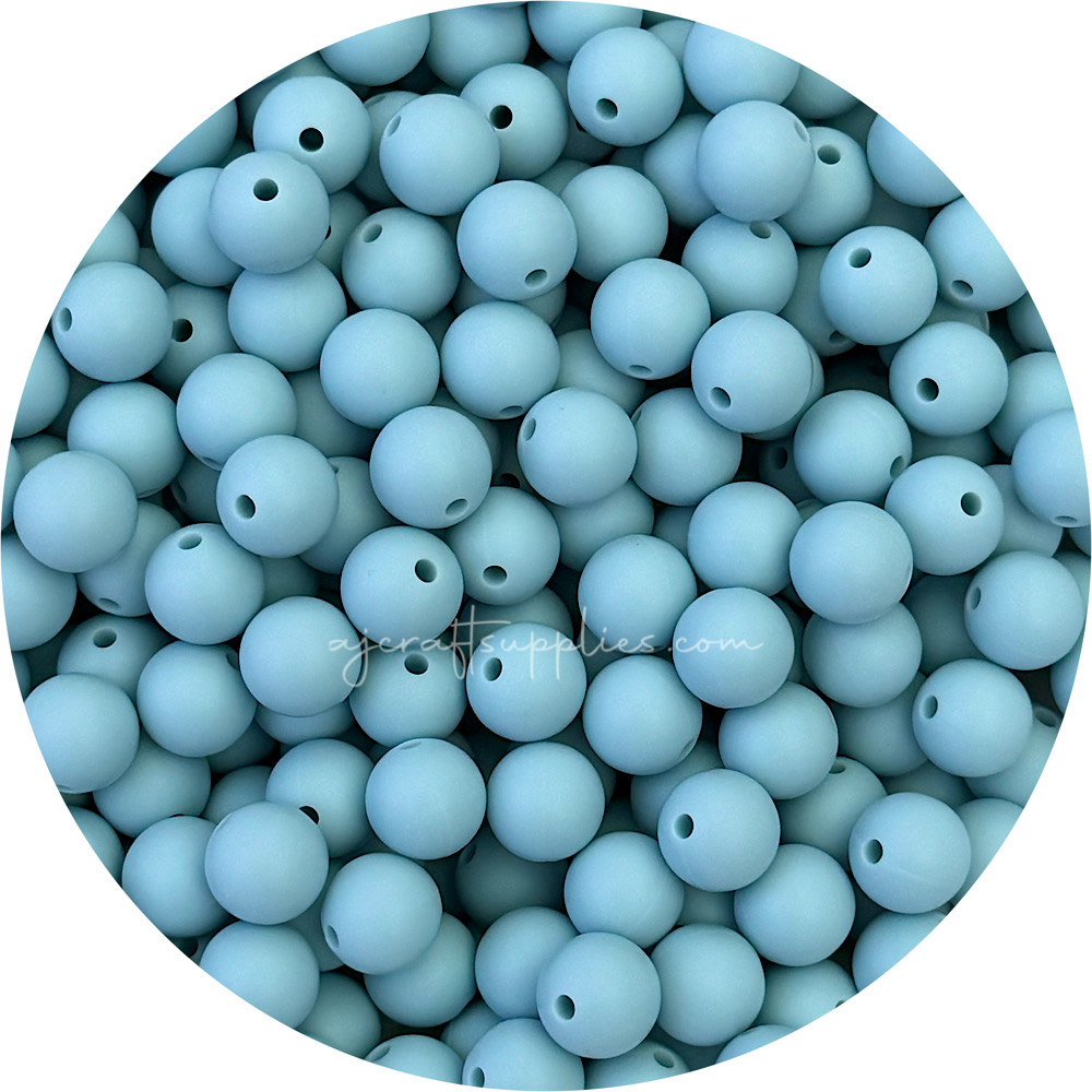 Seafoam - 12mm Round Silicone Beads - 10 beads