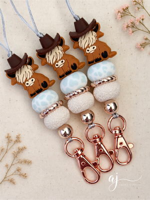 Seafoam Cow Print - 19mm round Silicone Beads - 5 Beads