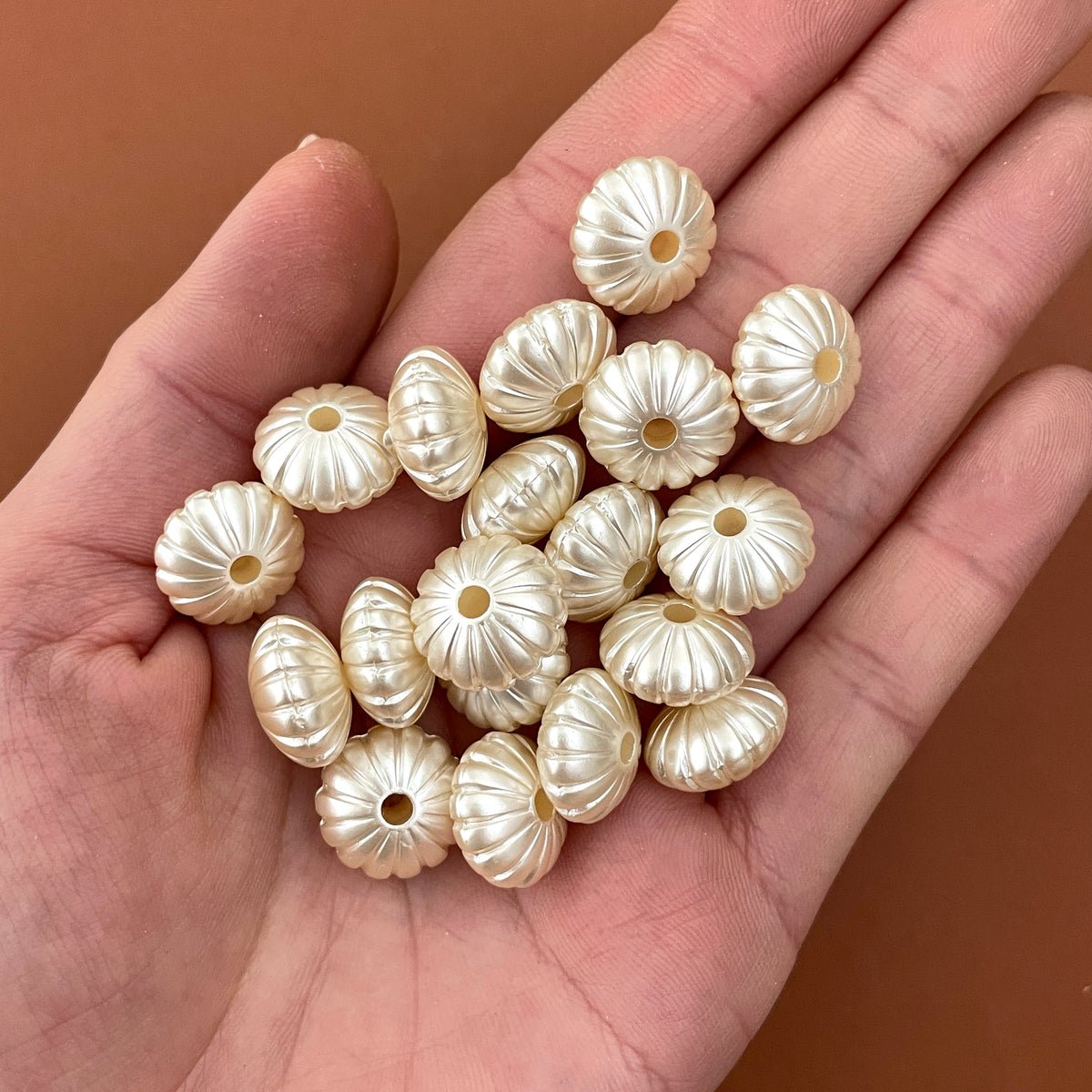 14mm Striped Saucer Pearl Acrylic Beads - Choose Your Colour - 5 Beads