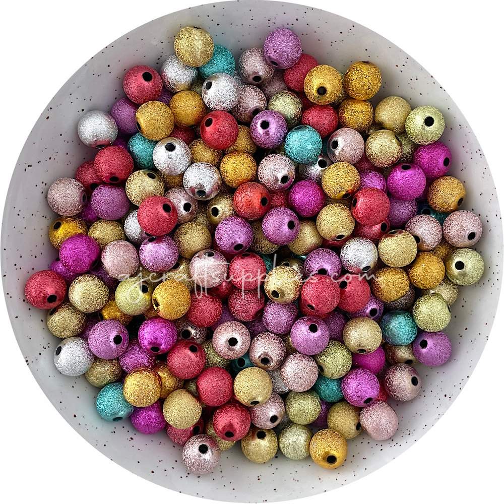 12mm Stardust Round Acrylic Beads - Mixed - 20 Beads