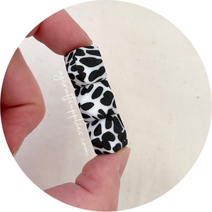 Cow Print - 14mm mini hexagon Silicone Beads - 5 Beads