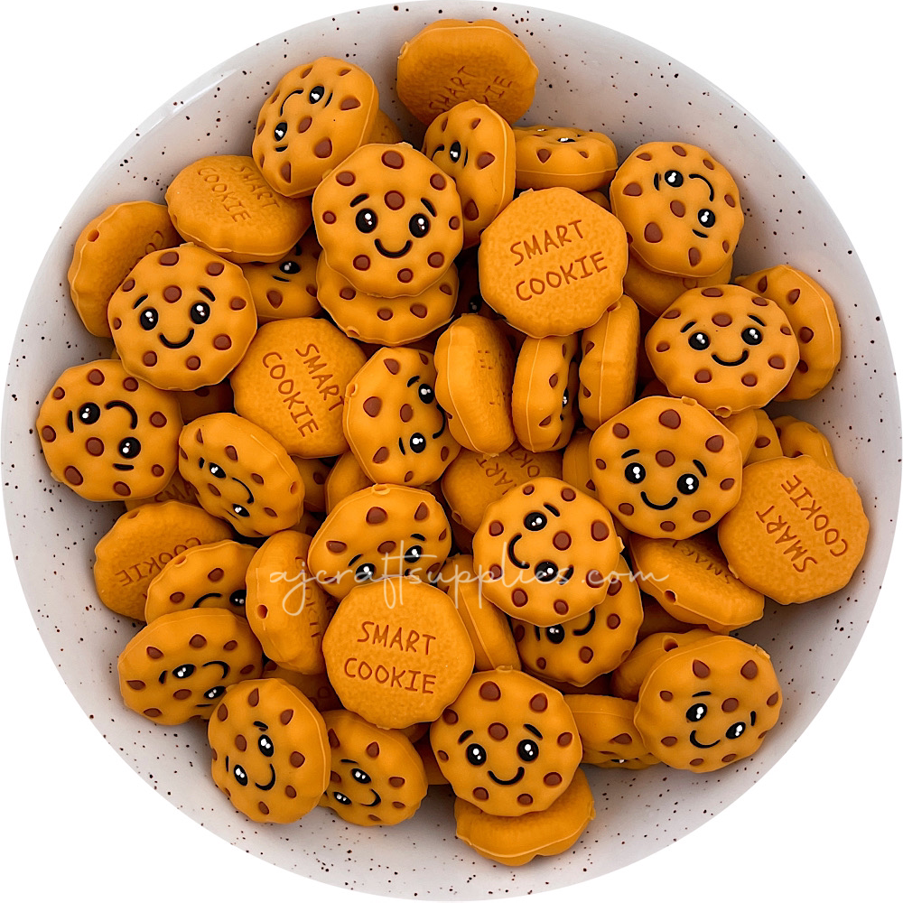 Smart Cookie (Chocolate Chip) Silicone Focal Beads - 2 beads