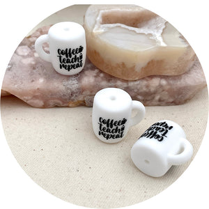 Coffee Teach Repeat Mug Silicone Beads - 2 beads