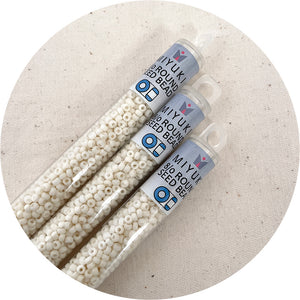 8/0 Miyuki® Round Seed Beads - Matte Opaque Cream - 22g Tube