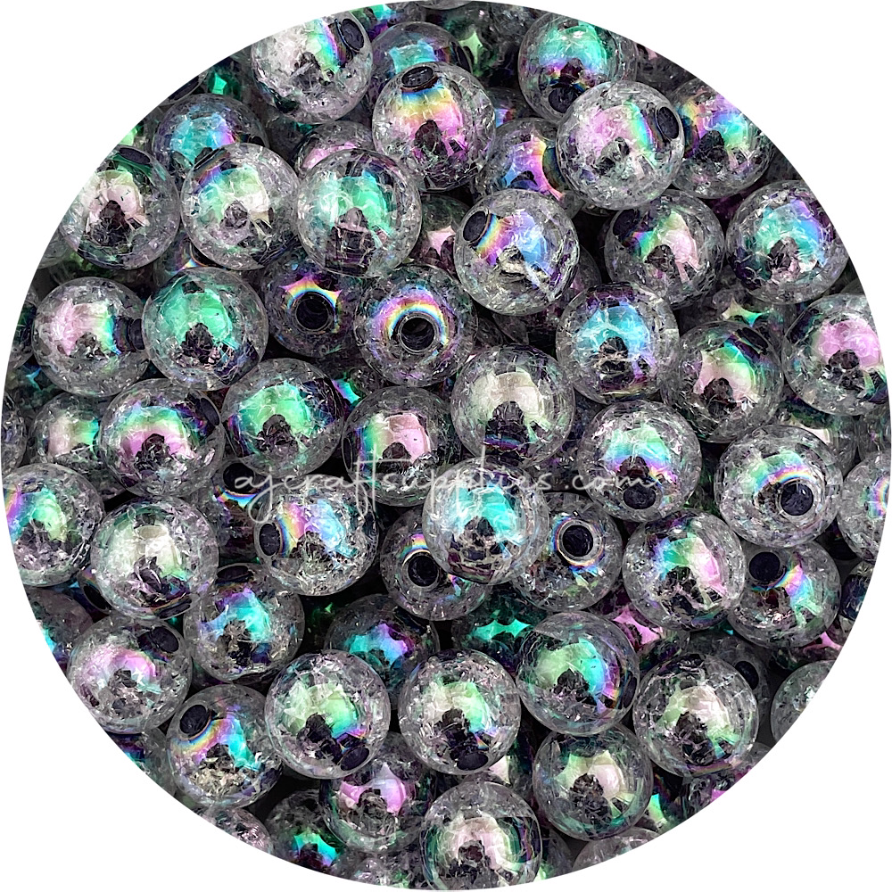 16mm AB Crackle Effect Acrylic Beads - Choose Your Colour - 5 beads