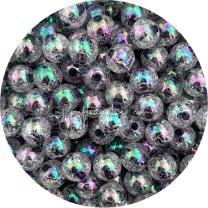 16mm AB Crackle Effect Acrylic Beads - Choose Your Colour - 5 beads