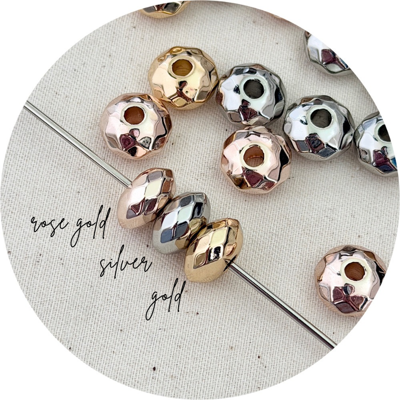 14mm Faceted Abacus Acrylic Beads - CHOOSE YOUR COLOUR - 5 Beads