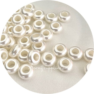 11mm abacus Pearl Acrylic Beads (Large Hole) - 5 Beads